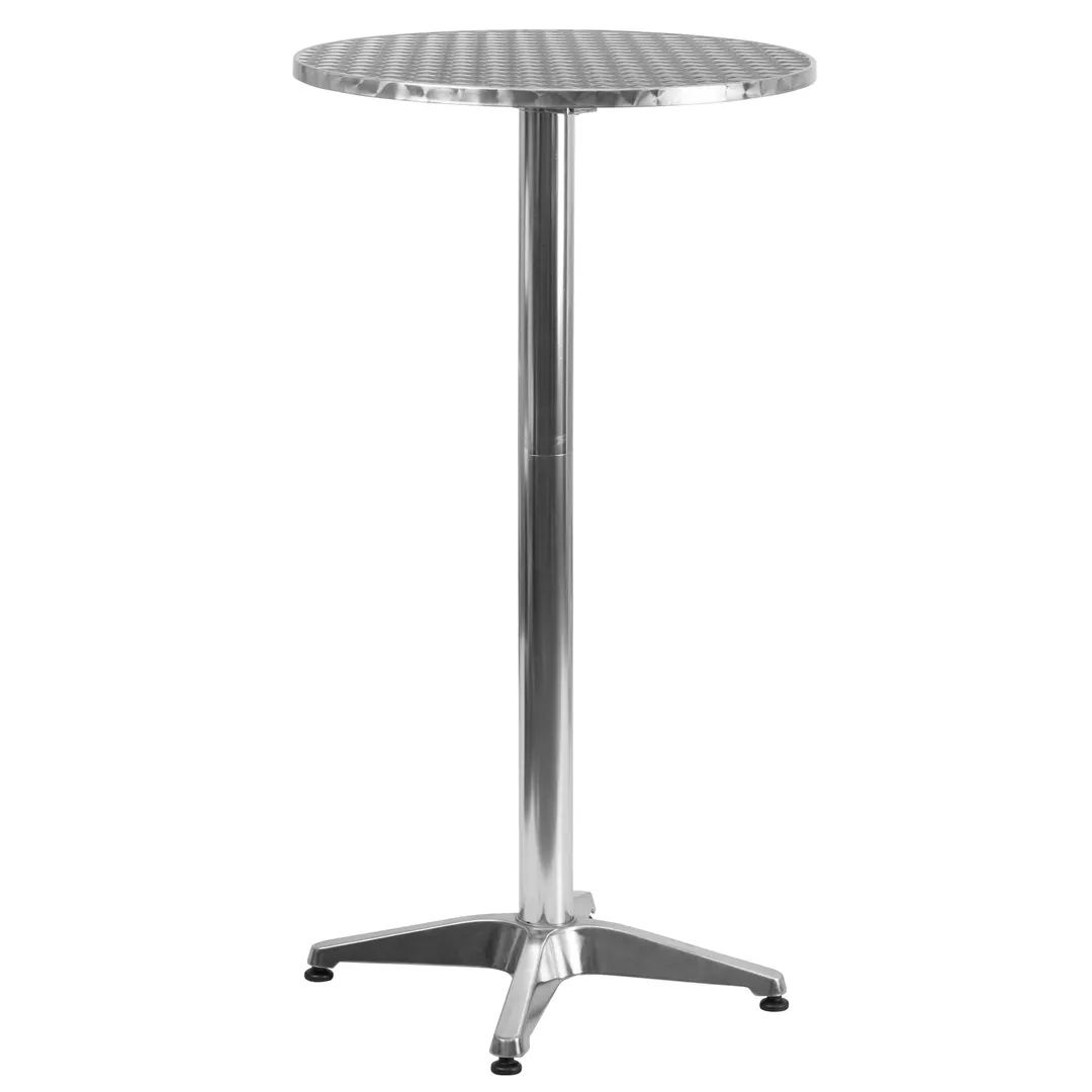 Flash Furniture TLH-059A-GG Bar Height Round Outdoor Table, 23.25" Dia, Stainless Steel Top, Aluminum Base