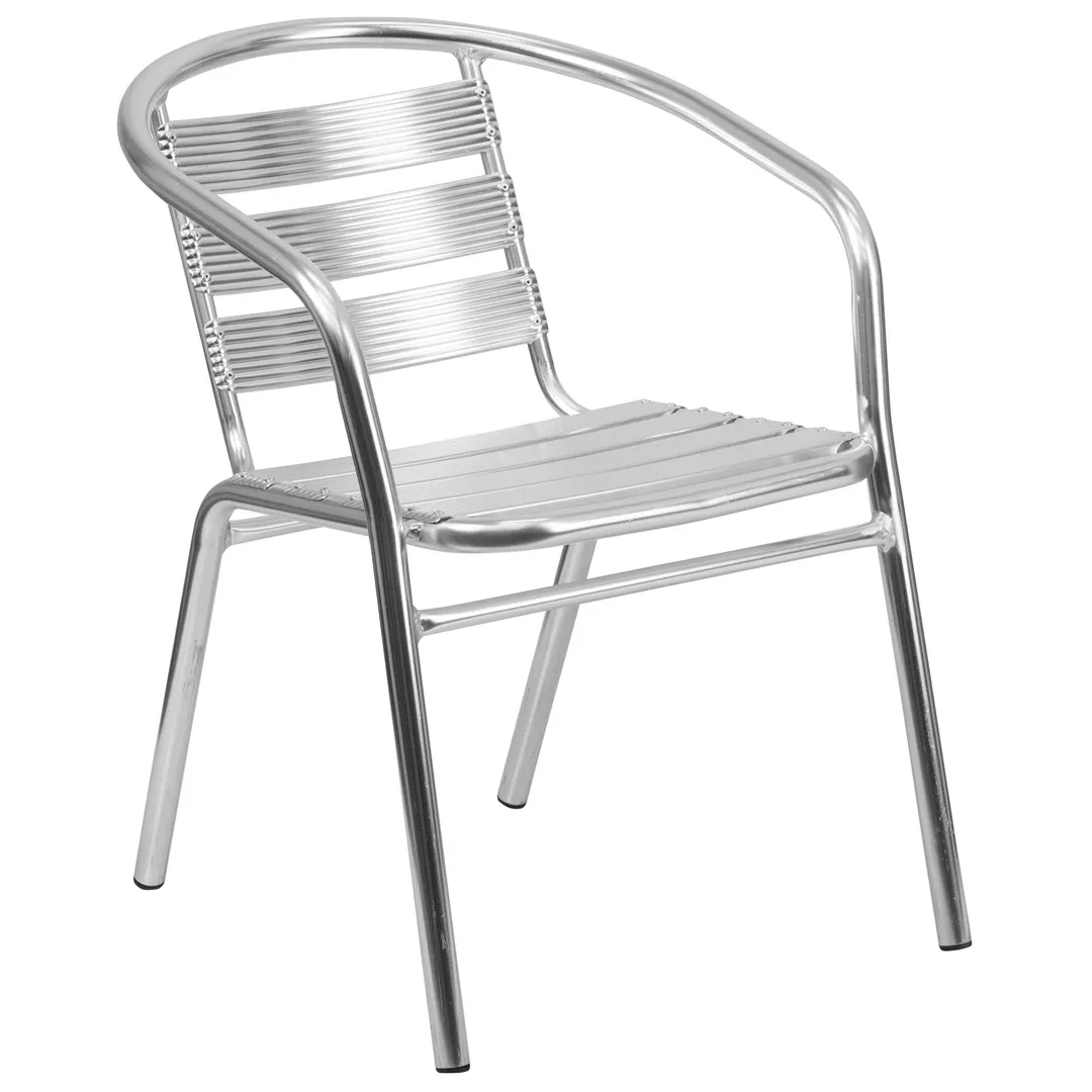 Flash Furniture TLH-1-GG Heavy Duty Aluminum Stacking Armchair, 400 lb, Ladder Back, Textured Seat