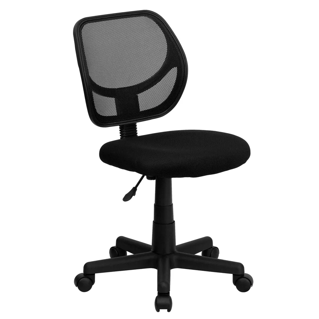 Flash Furniture WA-3074-BK-GG Chair, Black Mesh Back, 250 lb, Height 30-1/2"-34-1/2", Casters, Nylon Base