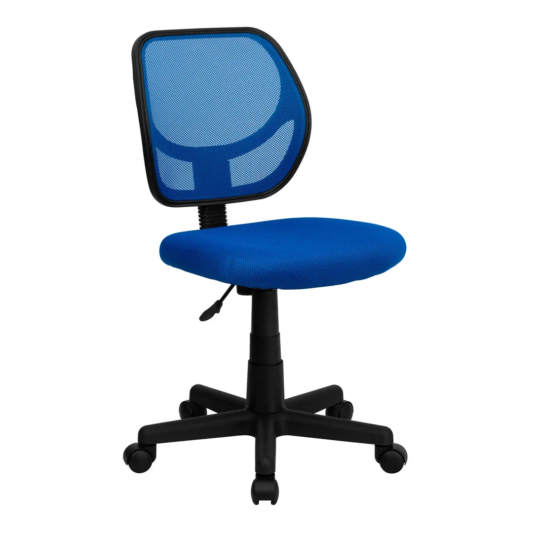 Flash Furniture WA-3074-BL-GG Swivel Task Chair, 30.5"-34.5" Height, 250 lb, Mesh Back, Armless, Blue, Casters