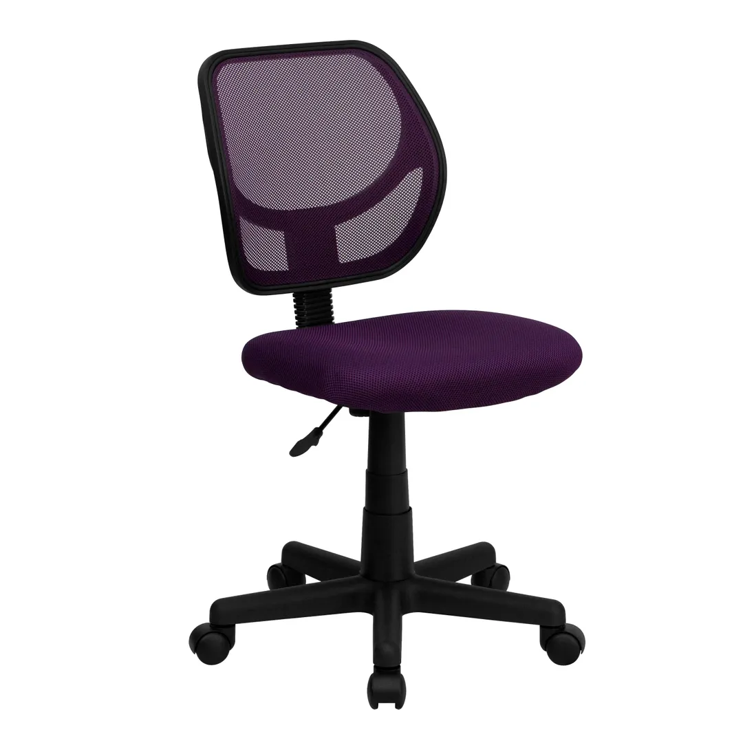 Flash Furniture WA-3074-PUR-GG Swivel Chair, 30-1/2"-34-1/2" Height, 250 lb, Purple Armless Back, Dual Casters