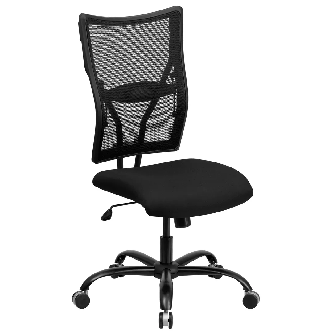 Flash Furniture WL-5029SYG-GG Hercules Swivel Chair, 400 lbs, Black Mesh Back, Adjustable, Armless, Casters