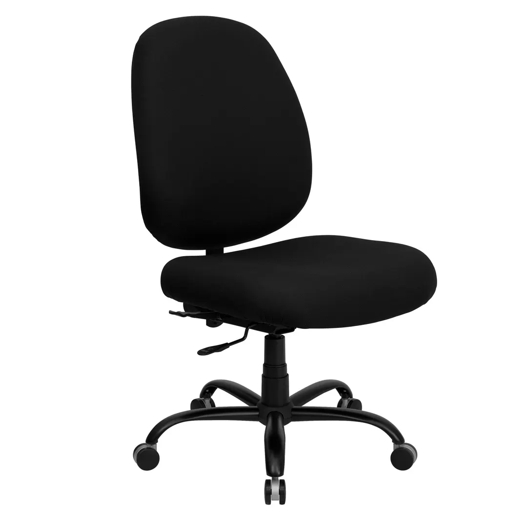 Flash Furniture WL-715MG-BK-GG Tall Chair, 400 lb, Black Fabric, Armless, Height 40-1/4"-45-1/4", Back, Casters