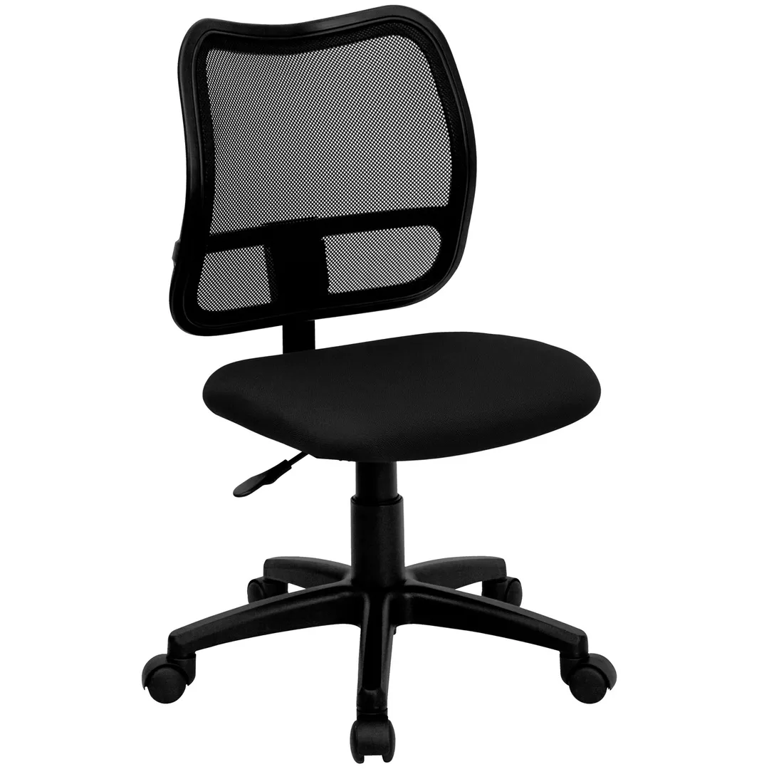 Flash Furniture WL-A277-BK-GG Chair, 34"-38" Height, 250 lb, Black Fabric Seat, Mesh Back, with Dual Casters