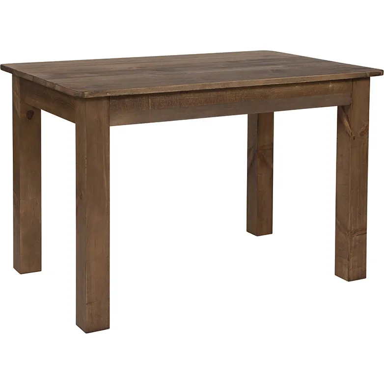 Flash Furniture XA-F-46X30-GG 46"W Farm Dining Table, Rectangular Plank Top, 30"H, Solid Pine, Rustic Stain