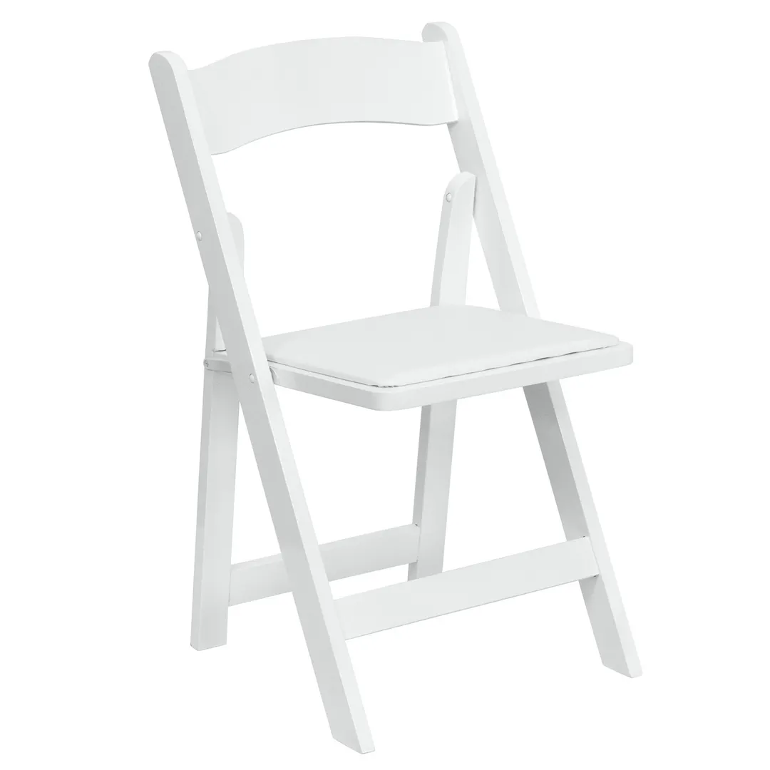 Flash Furniture XF-2901-WH-WOOD-GG Folding Chair, Padded Seat, Waterproof Seat, Wood Frame, Lacquer Finish