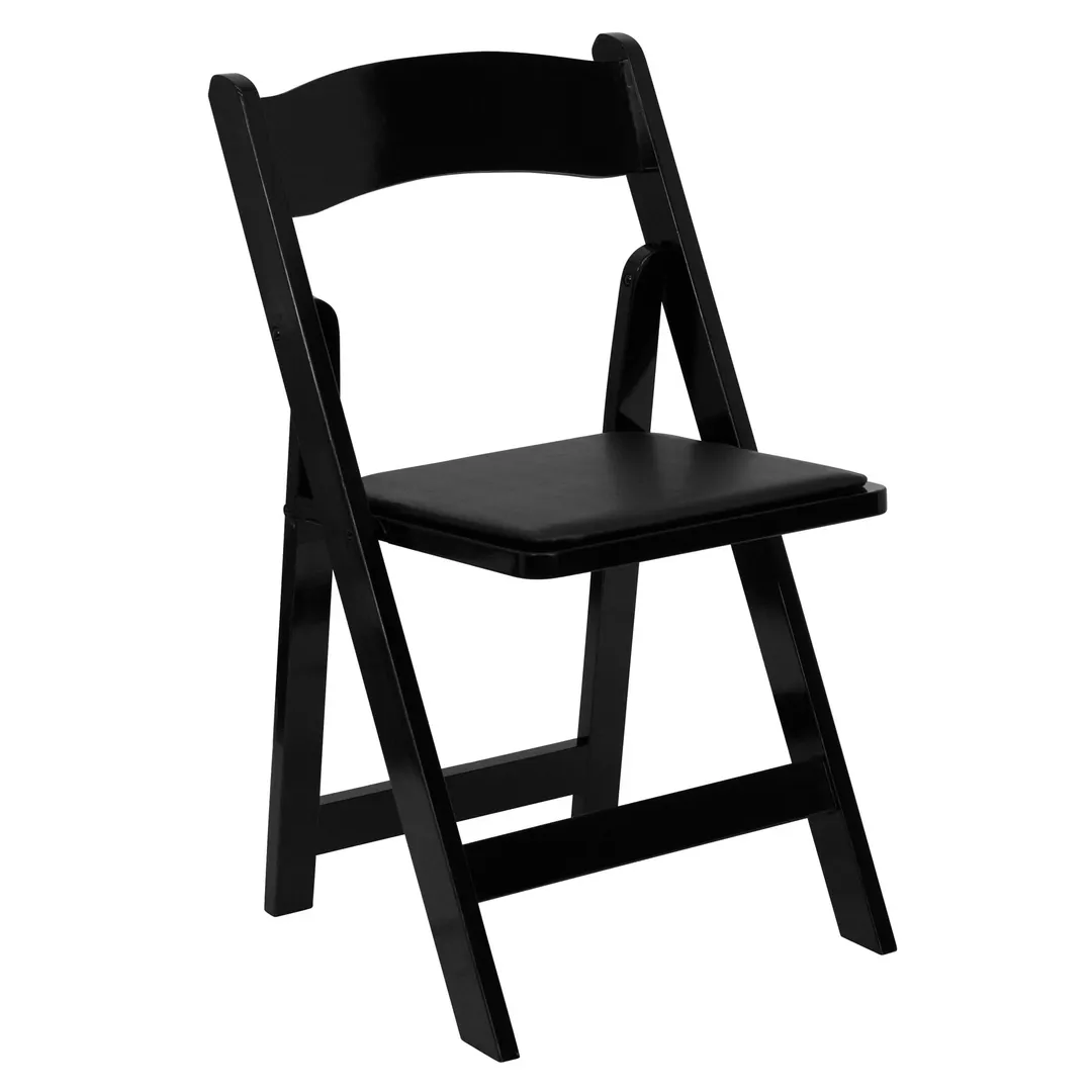 Flash Furniture XF-2902-BK-WOOD-GG Hercules Folding Chair Wood Frame, Padded Detachable Seat, Indoor/Outdoor