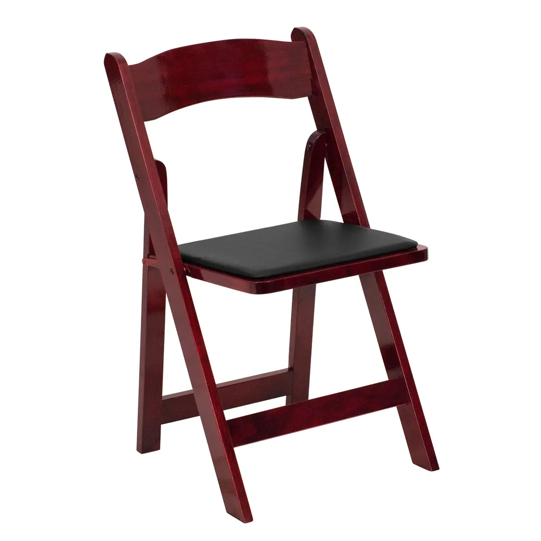 Flash Furniture XF-2903-MAH-WOOD-GG Hercules Folding Chair, Beechwood Frame, Vinyl Padded Seat, Waterproof