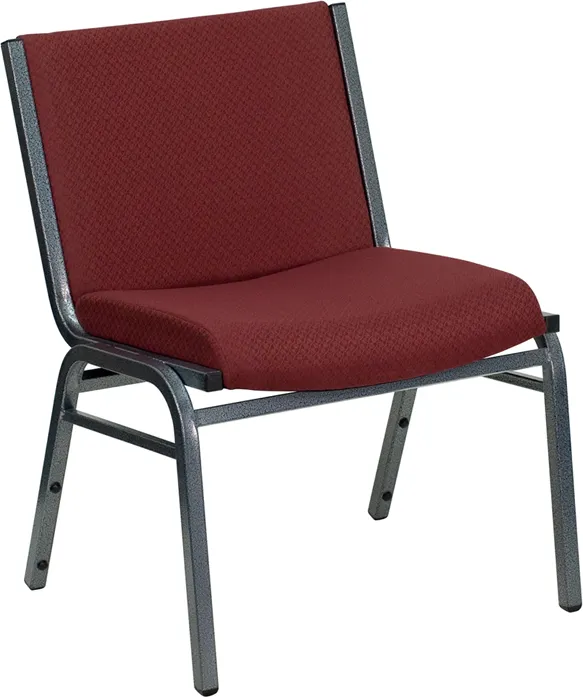 Flash Furniture XU-60555-BY-GG Hercules Big & Tall Stacking Chair, 1000 lbs, Burgundy Polyester Upholstery, Silver Vein Finish