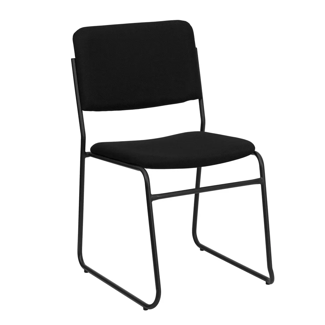 Flash Furniture XU-8700-BLK-B-30-GG Hercules Series Stacking Chair, 1000 lb, Black Powder Coated Metal Frame, Fabric Upholstery
