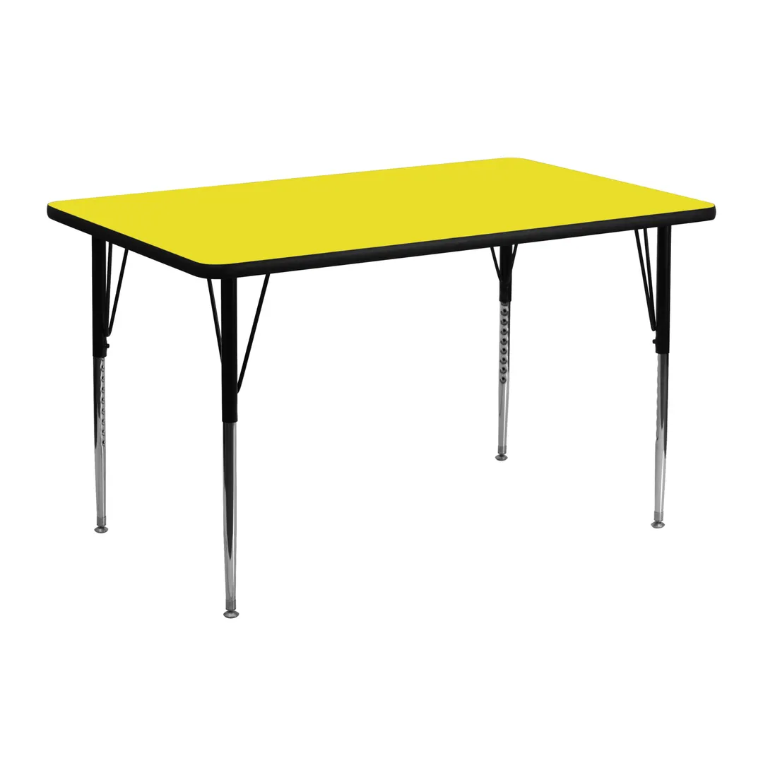 Flash Furniture XU-A2448-REC-YEL-H-A-GG 48" Rectangular Activity Table, Yellow Laminate Top, 24"D, Adjustable Height