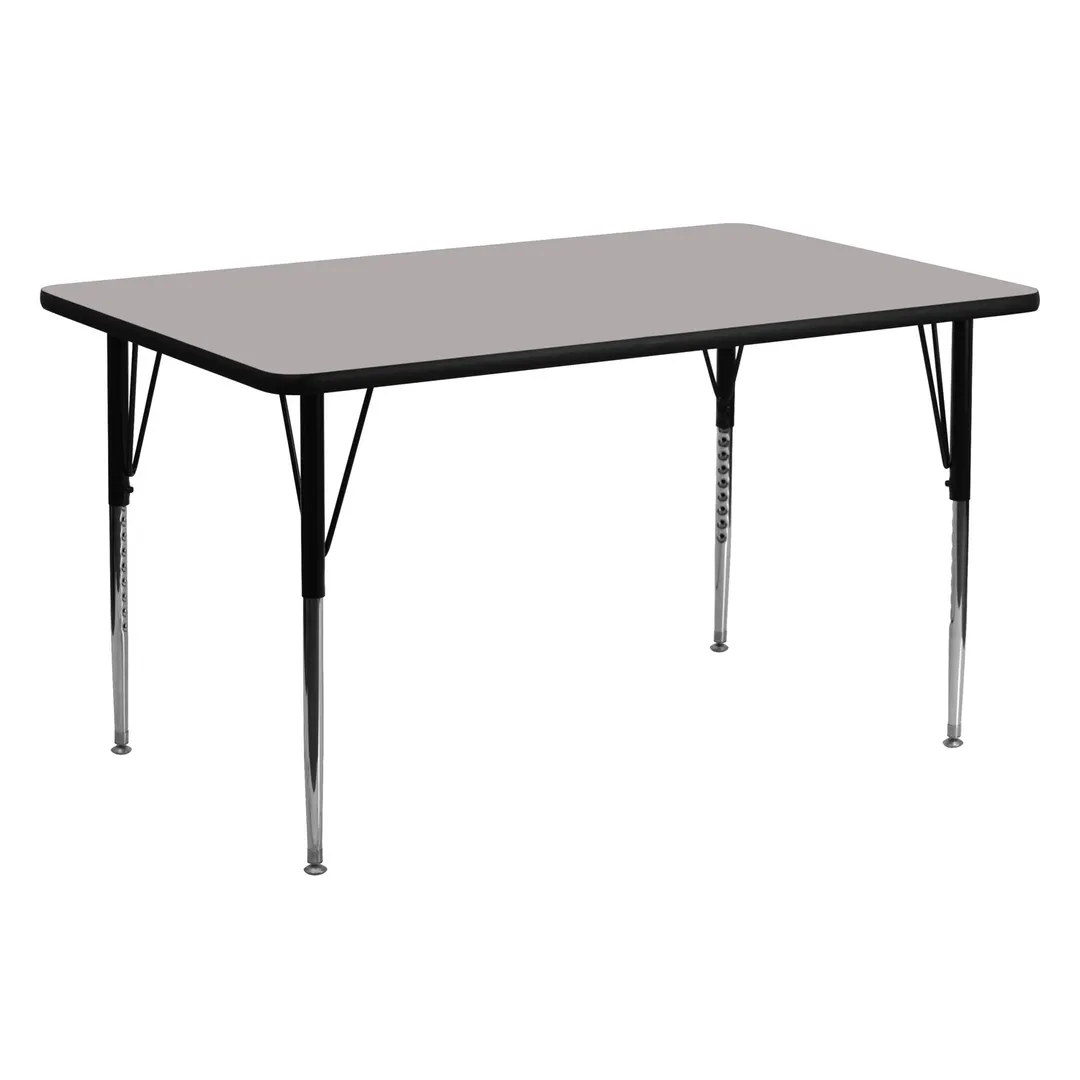 Flash Furniture XU-A2460-REC-GY-H-A-GG 60" Rectangular Activity Table, Gray Laminate Top, 24"D, Adjustable Height