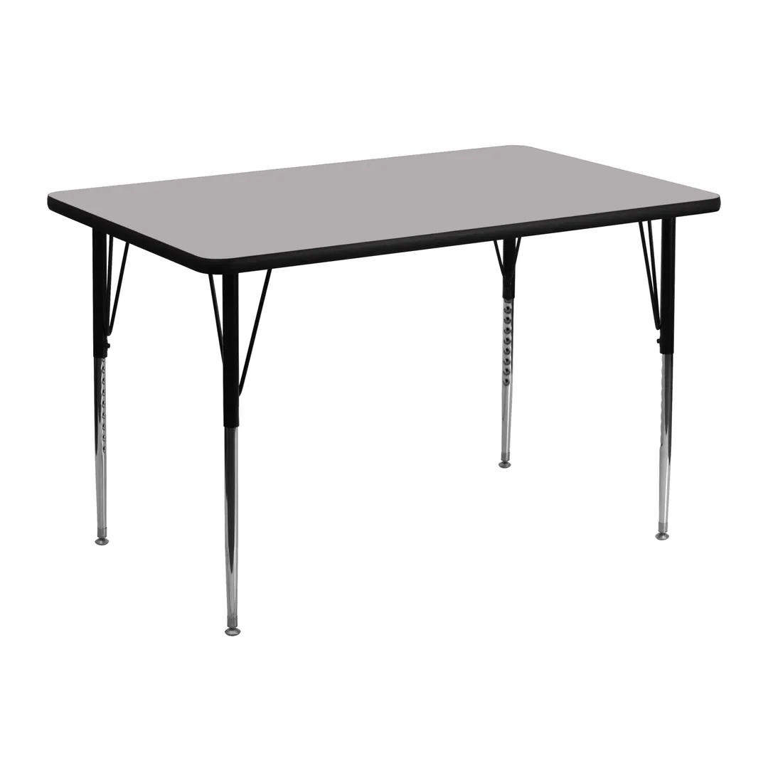 Flash Furniture XU-A3048-REC-GY-T-A-GG 48" Rectangular Activity Table, Gray Laminate Top, Adjustable 21-1/8" to 30-1/8" Height