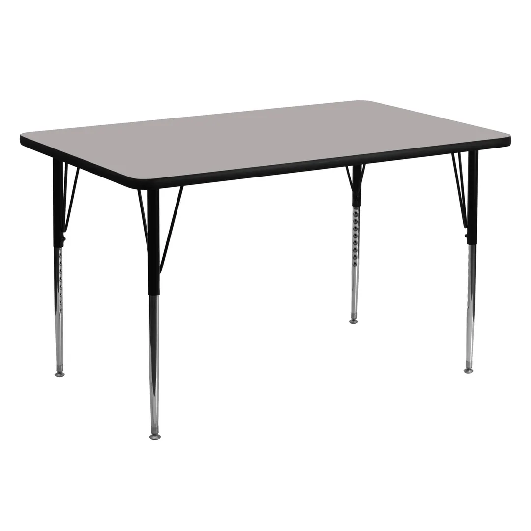 Flash Furniture XU-A3060-REC-GY-H-A-GG 60" Rectangular Activity Table, Gray Laminate Top, 30" Deep, Adjustable Height 21-1/4" to 30-1/4"