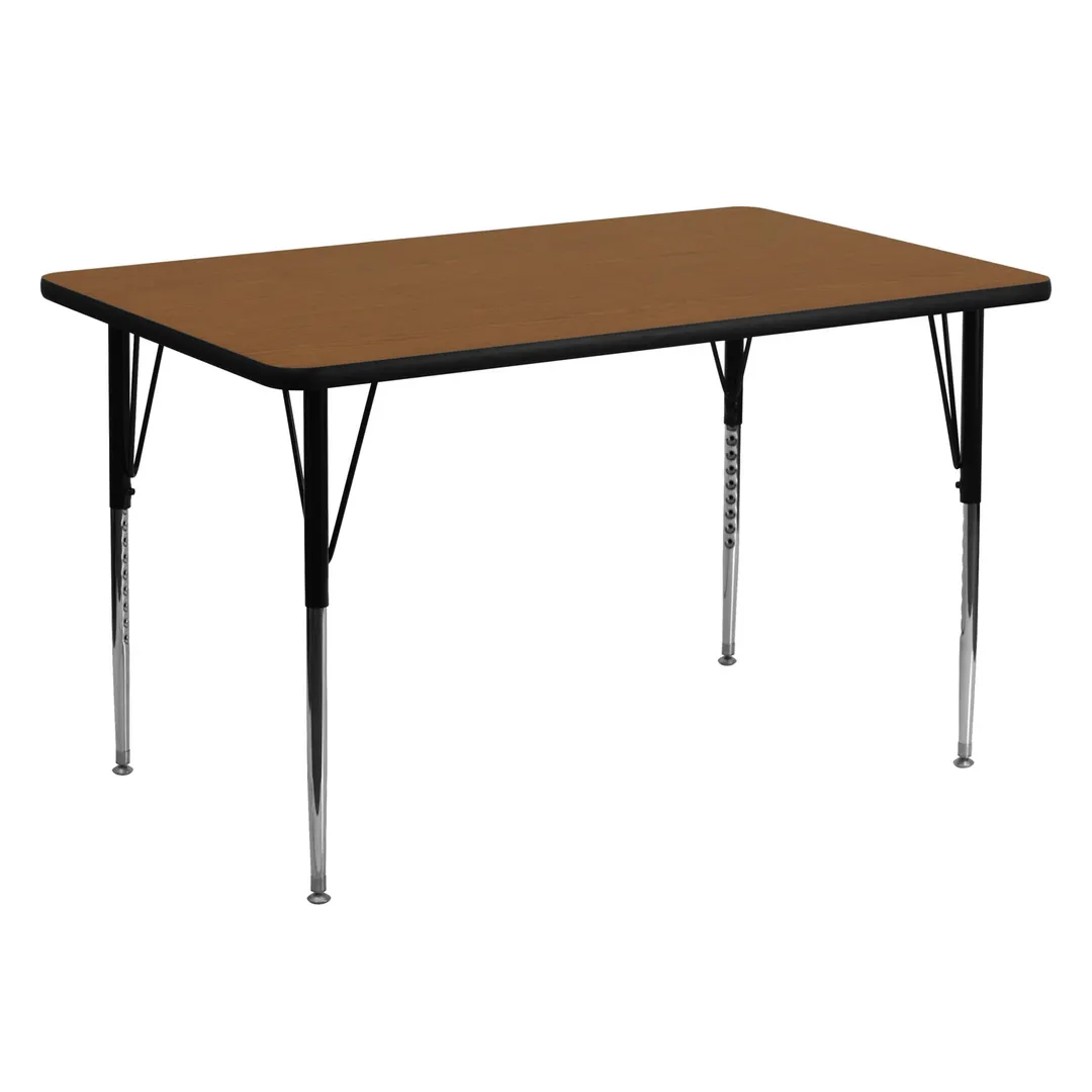 Flash Furniture XU-A3060-REC-OAK-H-A-GG 60" Rectangular Activity Table, Oak Laminate Top, 30" Deep, Adjustable Height