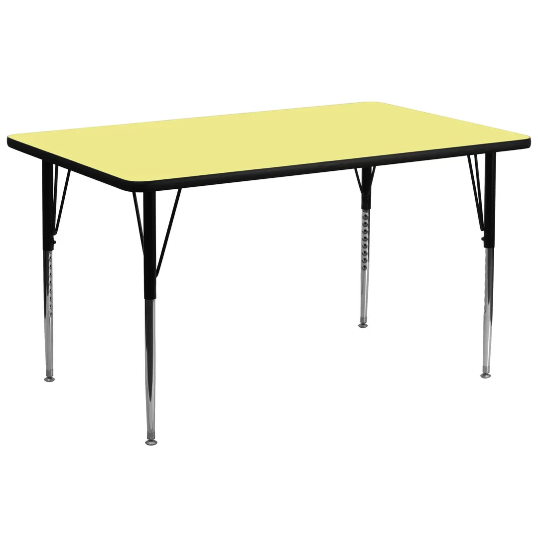 Flash Furniture XU-A3072-REC-YEL-T-A-GG 72" Rectangular Activity Table, Yellow Laminate Top, 30" Deep, Adjustable Height 21-1/8" to 30-1/8"