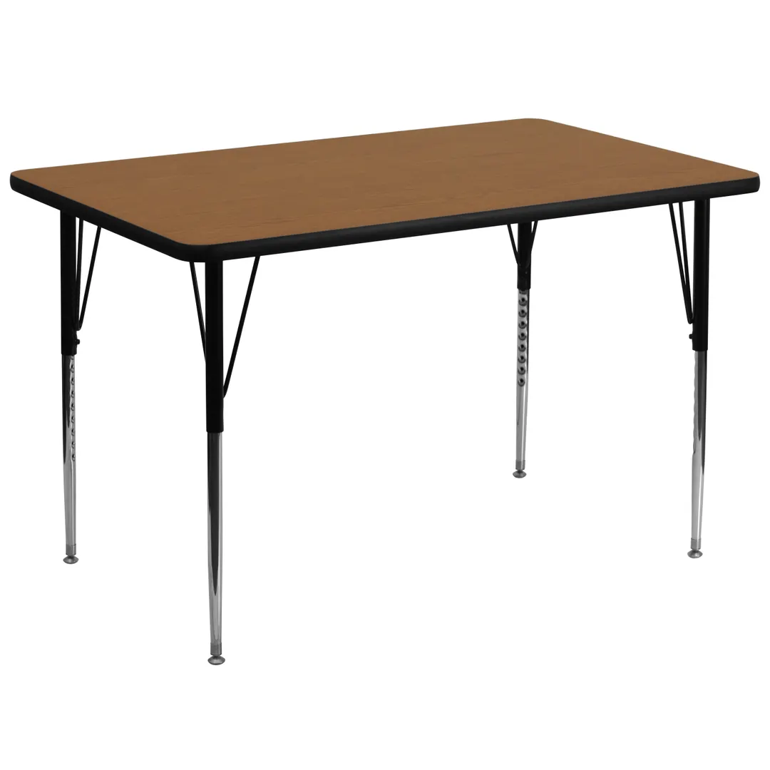 Flash Furniture XU-A3672-REC-OAK-T-A-GG 72" Rectangular Activity Table, Oak Laminate Top, Adjustable 21-1/8" to 30-1/8" Height