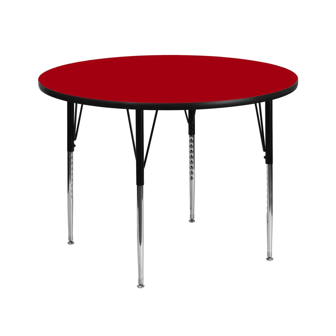 Flash Furniture XU-A42-RND-RED-T-A-GG 42" Round Red Laminate Activity Table, Adjustable Height 21-1/8"-30-1/8"