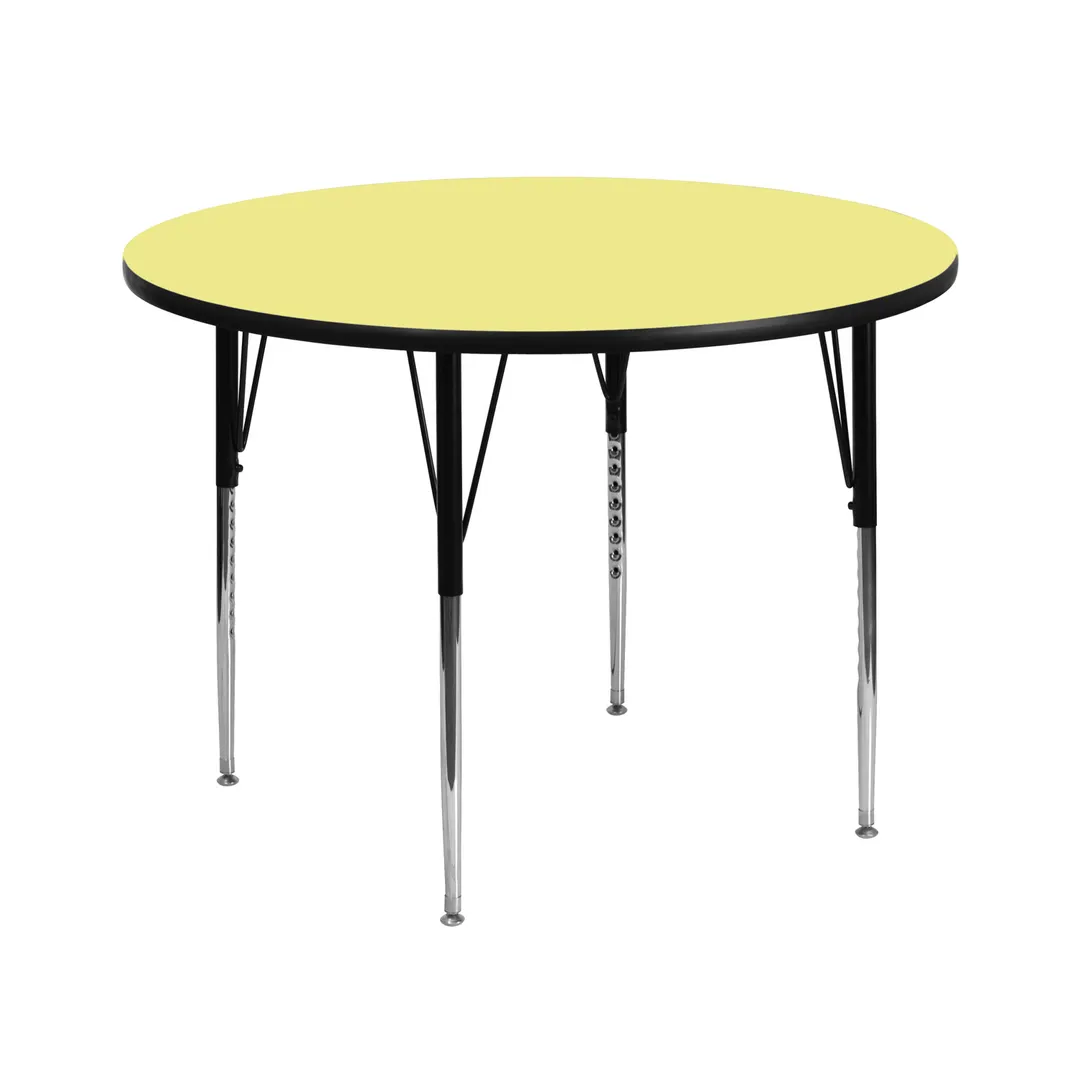 Flash Furniture XU-A42-RND-YEL-T-A-GG 42" Round Yellow Laminate Activity Table, Adjustable 21-1/8"-30-1/8" Height