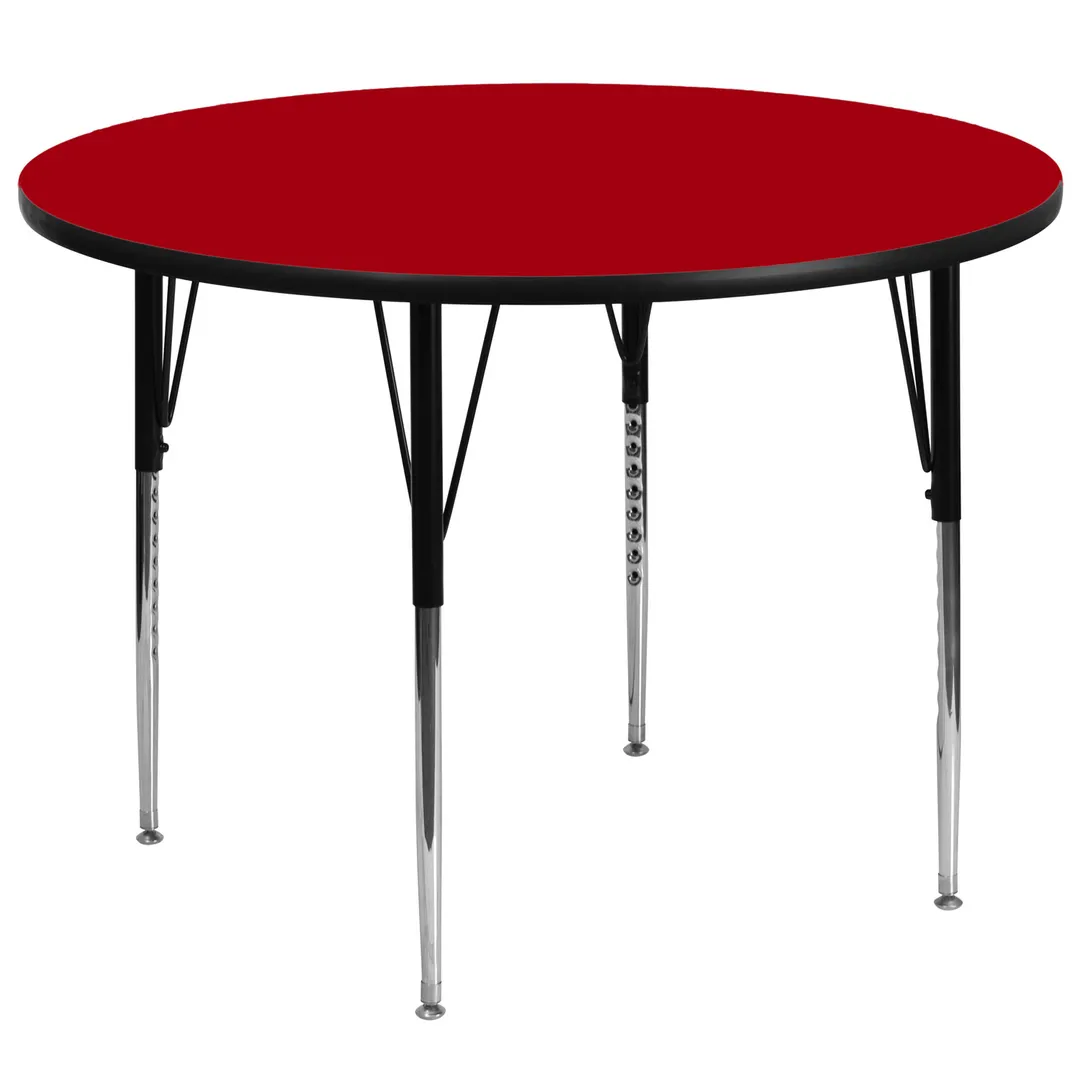 Flash Furniture XU-A60-RND-RED-T-A-GG 60" Round Red Laminate Activity Table, Adjustable Height