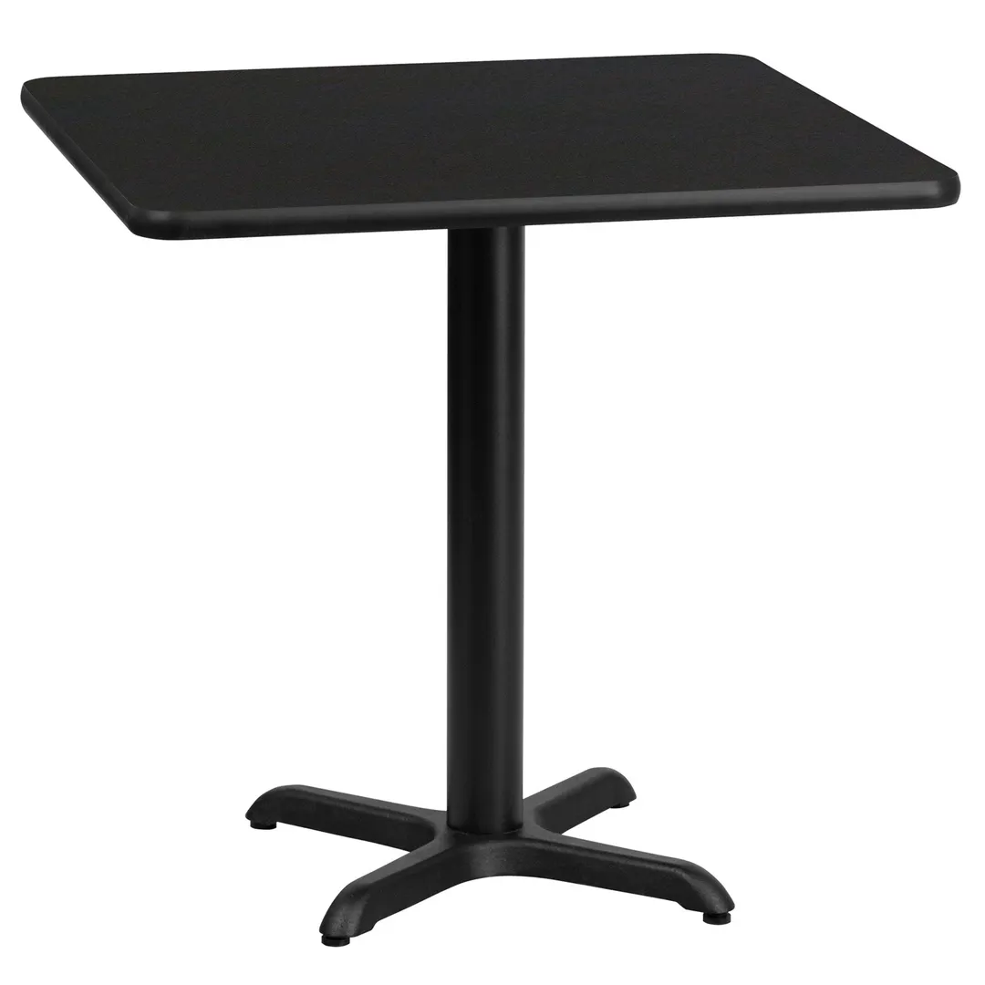 Flash Furniture XU-BLKTB-2424-T2222-GG 24" Square Black Laminate Dining Table, Pedestal Base, MDF Top, 31-1/8"H