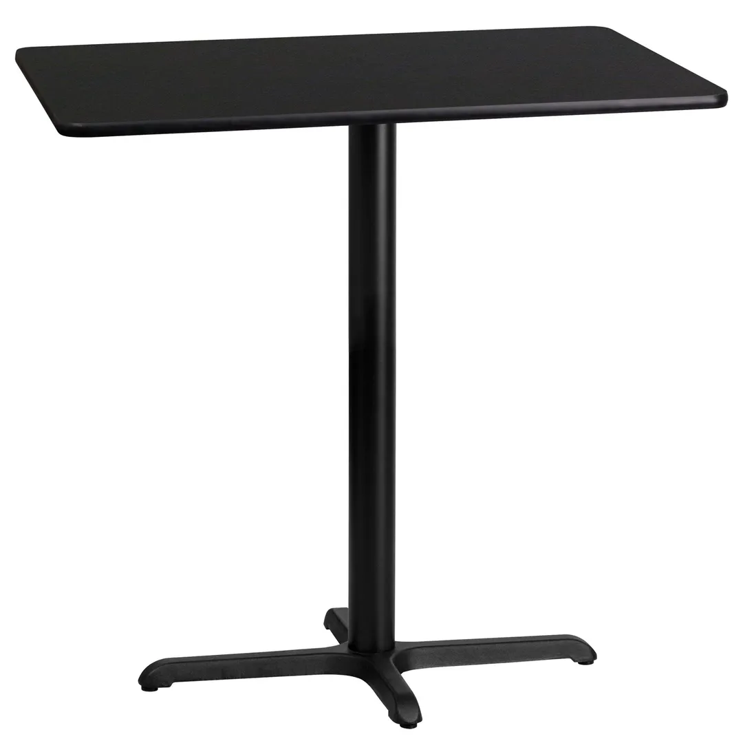 Flash Furniture XU-BLKTB-2442-T2230B-GG 42"W Bar Height Rectangular Table, Black Laminate, PVC Edge, 24"D, 43-1/8"H