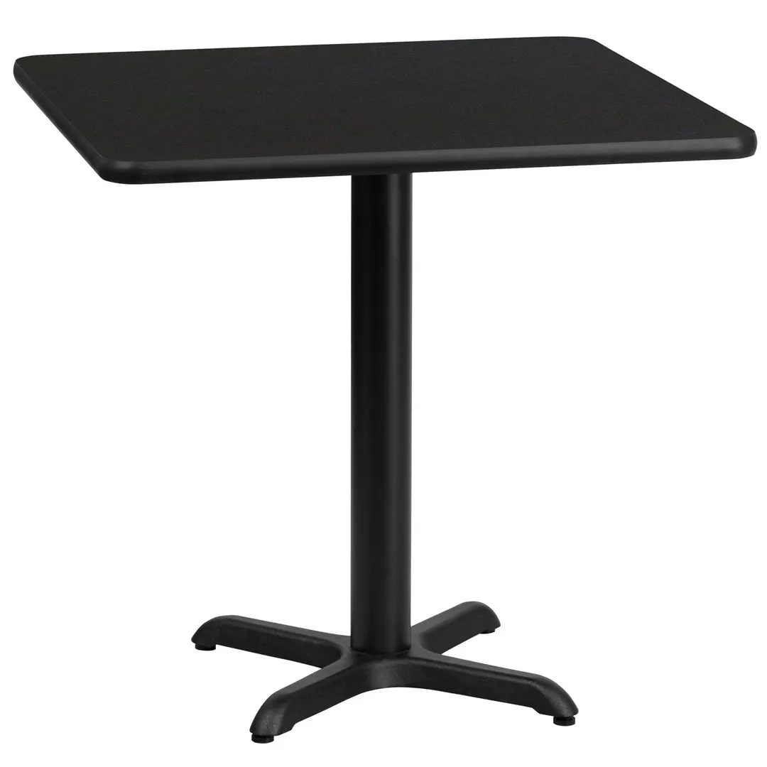 Flash Furniture XU-BLKTB-3030-T2222-GG 30x30 Square Black Laminate Dining Table, 31-1/8H, MDF Top, PVC Edge, Cast Iron Base