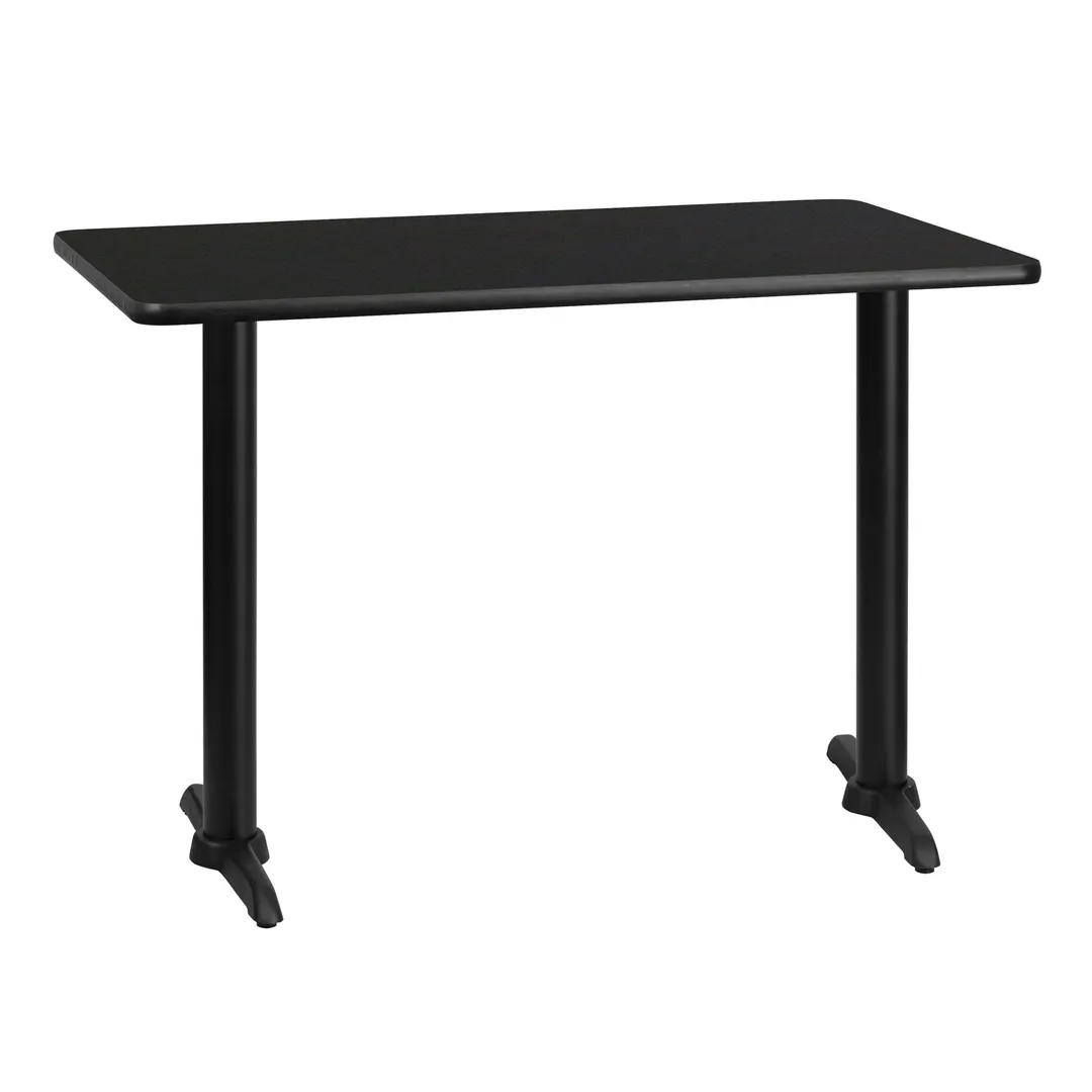 Flash Furniture XU-BLKTB-3042-T0522-GG 42"W Rectangular Black Laminate Dining Table, Pedestal Base, MDF Top
