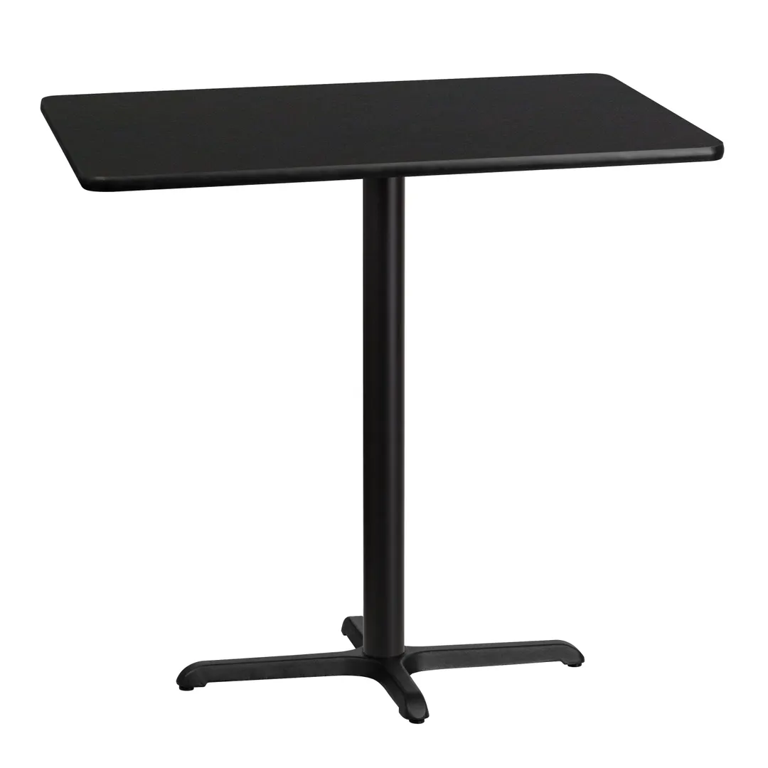 Flash Furniture XU-BLKTB-3042-T2230B-GG 42"W Bar Height Rectangular Table, Black Laminate, 43-1/8"H, Four Point Base