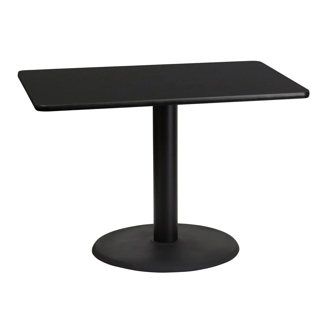 Flash Furniture XU-BLKTB-3042-TR24-GG 42"W Rectangular Dining Table, Black Laminate, 30"D, Pedestal Base