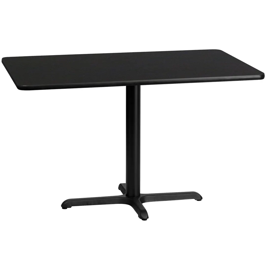 Flash Furniture XU-BLKTB-3048-T2230-GG 48" Rectangular Dining Table, Black Laminate, 30"H Pedestal Base