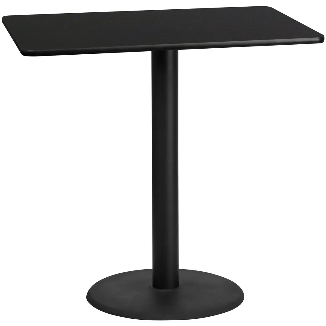 Flash Furniture XU-BLKTB-3048-TR24B-GG 48"W Rectangular Bar Height Table, Black Laminate, 30"D x 43-1/8"H, MDF Top, Cast Iron Base