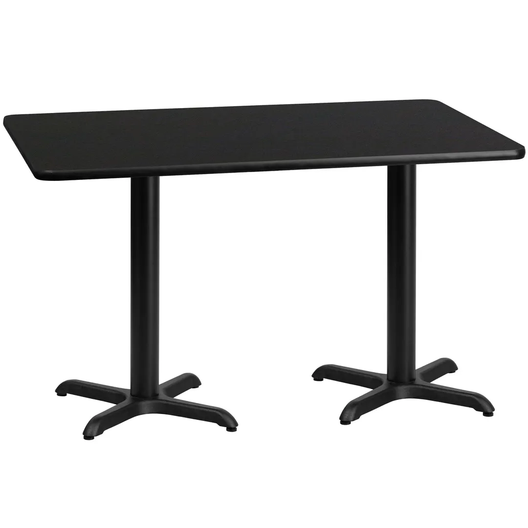 Flash Furniture XU-BLKTB-3060-T2222-GG 60" Rectangular Black Laminate Dining Table, 30"H, MDF Top, Four Point Pedestal Base
