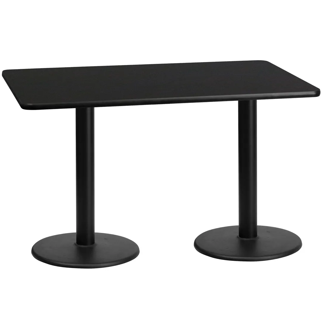 Flash Furniture XU-BLKTB-3060-TR18-GG 60"W Rectangular Dining Table, Black Laminate, 30"D, Pedestal Base