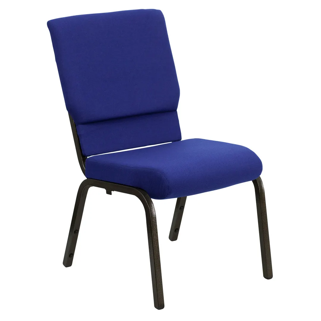 Flash Furniture XU-CH-60096-NVY-GG Hercules Series Stacking Church Chair, 800 lb., Navy Blue, Polyester Upholstery, 4-1/4" Waterfall Edge, Gold Vein Finish