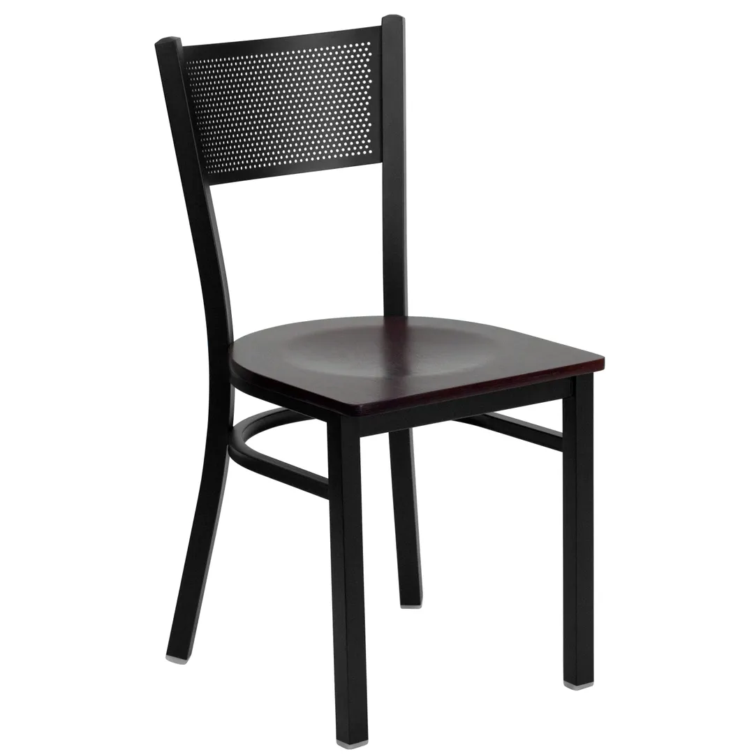 Flash Furniture XU-DG-60115-GRD-MAHW-GG Hercules Series Restaurant Chair, Metal Grid Back, Mahogany Finish Plywood Seat, Welded Steel Frame