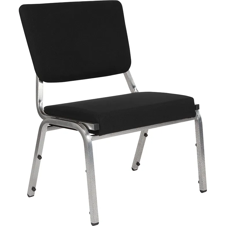 Flash Furniture XU-DG-60442-660-2-BK-GG Hercules Series Bariatric Stacking Chair, 1500 lb. capacity, antimicrobial fabric, silver vein finish