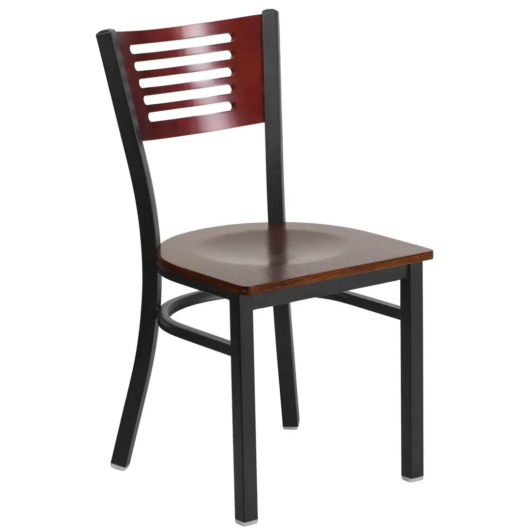 Flash Furniture XU-DG-6G5B-MAH-MTL-GG Hercules Series Restaurant Chair, Mahogany Finish Wood Back & Seat, Welded Steel Frame