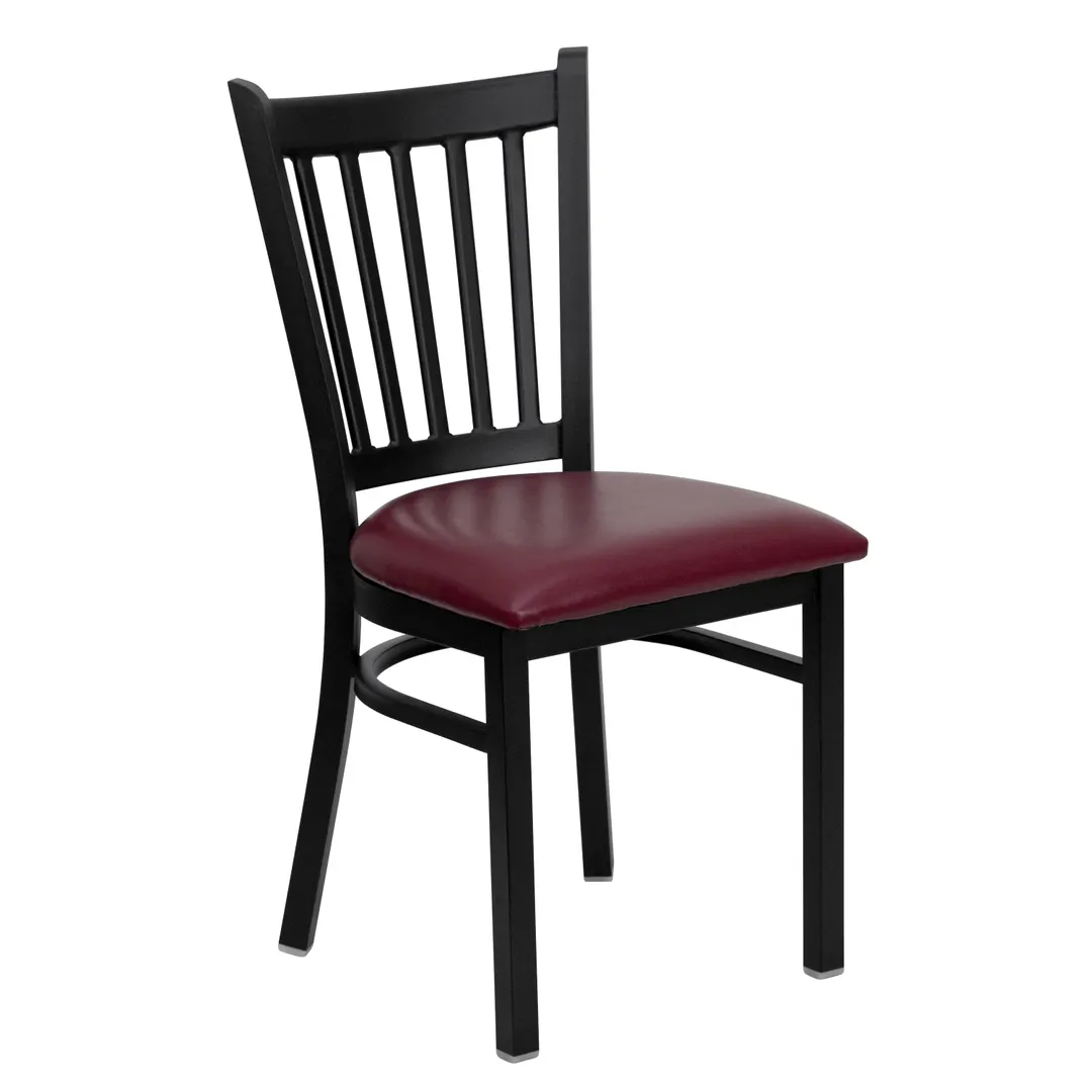 Flash Furniture XU-DG-6Q2B-VRT-BURV-GG Hercules Series Restaurant Chair, Metal Slat Back, Burgundy Vinyl Seat, 18 Gauge Steel Frame