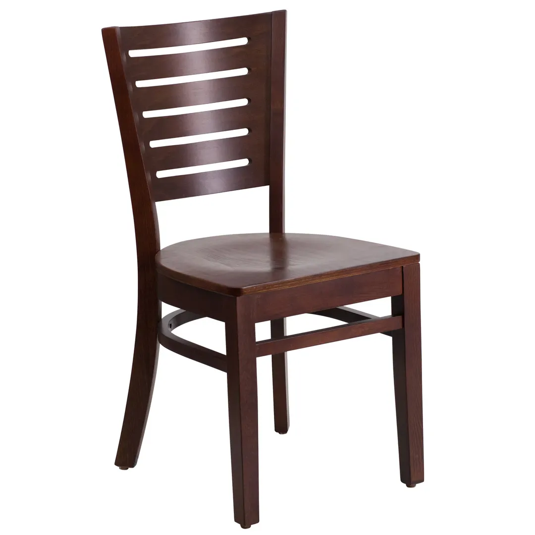 Flash Furniture XU-DG-W0108-WAL-WAL-GG Darby Series Restaurant Chair, Wood Slat Back, Walnut Finish Beechwood