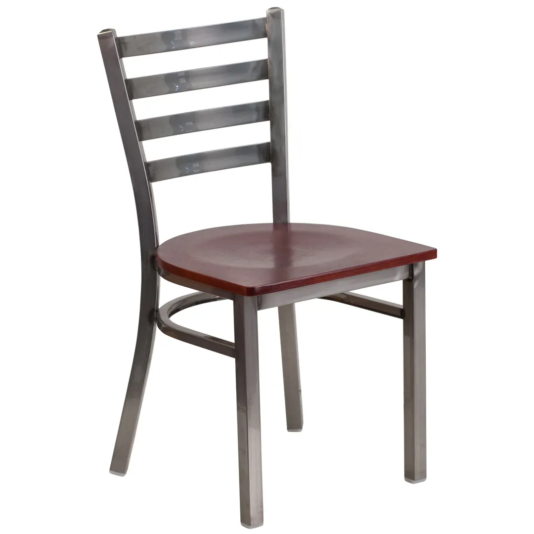 Flash Furniture XU-DG694BLAD-CLR-MAHW-GG Hercules Series Restaurant Chair, Metal Ladder Back, Mahogany Finish