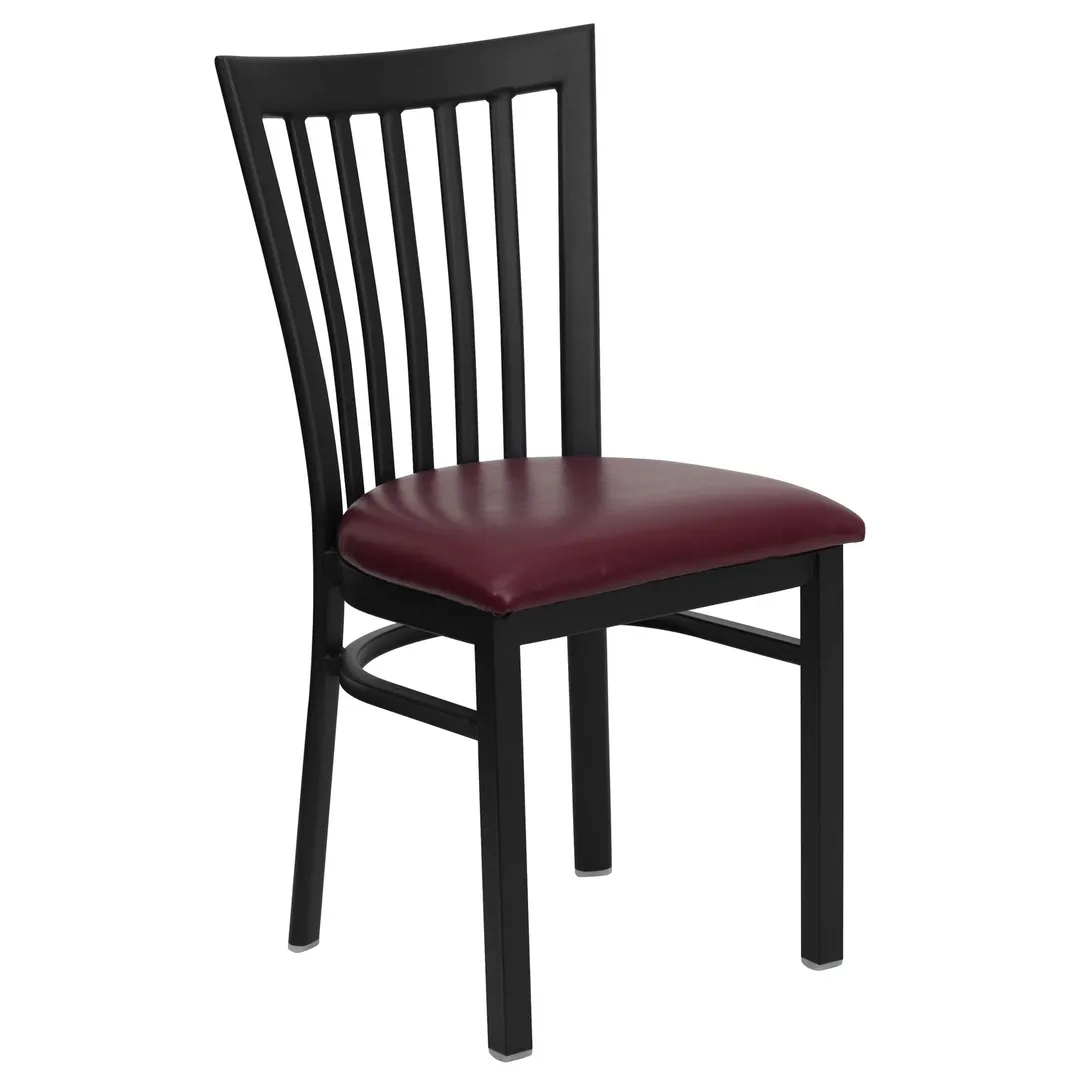 Flash Furniture XU-DG6Q4BSCH-BURV-GG Hercules Series Restaurant Chair, Metal Slat Back, Burgundy Vinyl Upholstered Seat, 18 Gauge Steel Frame