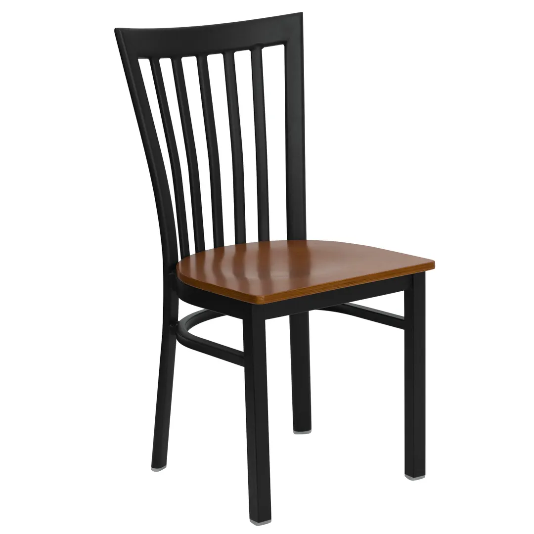Flash Furniture XU-DG6Q4BSCH-CHYW-GG Hercules Series Restaurant Chair, Metal Slatted Back, Cherry Finish Plywood Seat, 18 Gauge Steel Frame