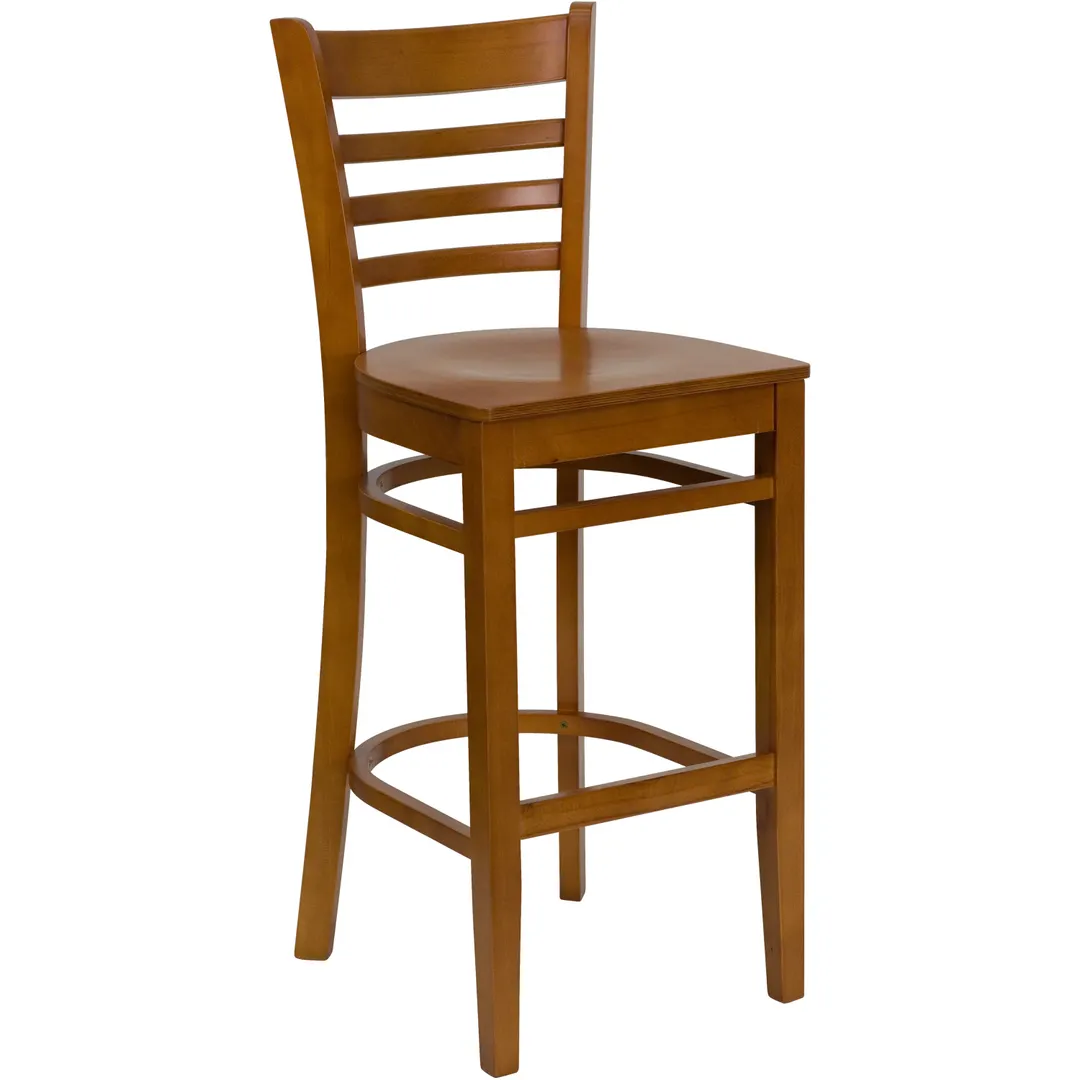 Flash Furniture XU-DGW0005BARLAD-CHY-GG Hercules Series Restaurant Bar Stool, Wood Ladder Back, Cherry Finish Beechwood, Armless