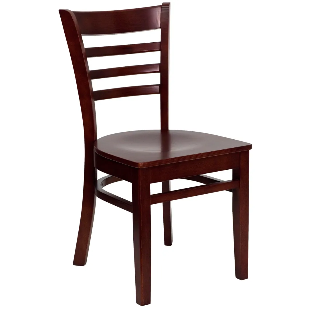 Flash Furniture XU-DGW0005LAD-MAH-GG Hercules Series Restaurant Chair, Wood Ladder Back, Mahogany Finish Beechwood