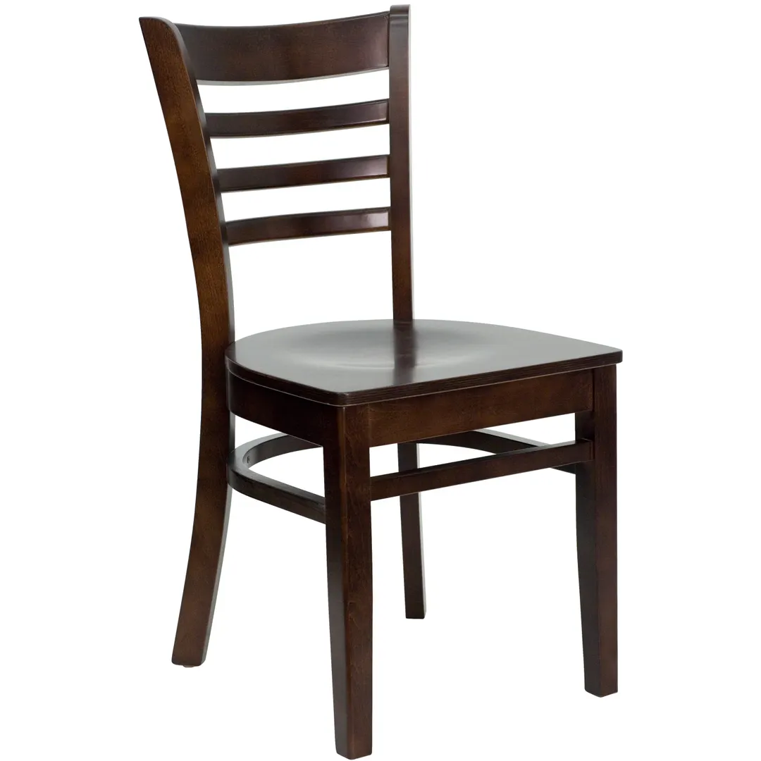 Flash Furniture XU-DGW0005LAD-WAL-GG Hercules Series Restaurant Chair, Wood Ladder Back, Walnut Finish Beechwood