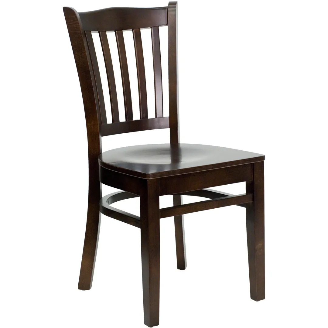 Flash Furniture XU-DGW0008VRT-WAL-GG Hercules Series Restaurant Chair, Walnut Finish Beechwood, Slat Back, Commercial Use
