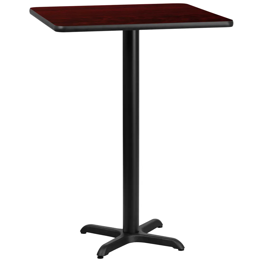 Flash Furniture XU-MAHTB-2424-T2222B-GG 24" Square Bar Height Table, Mahogany Laminate, Black PVC Edge, 43-1/8"H