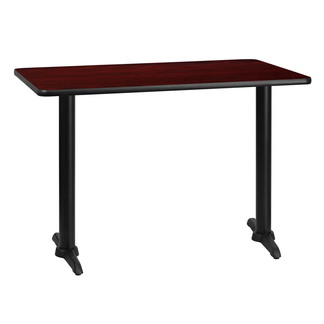 Flash Furniture XU-MAHTB-3042-T0522-GG 42"W Rectangular Dining Table, Mahogany Finish, PVC Edge
