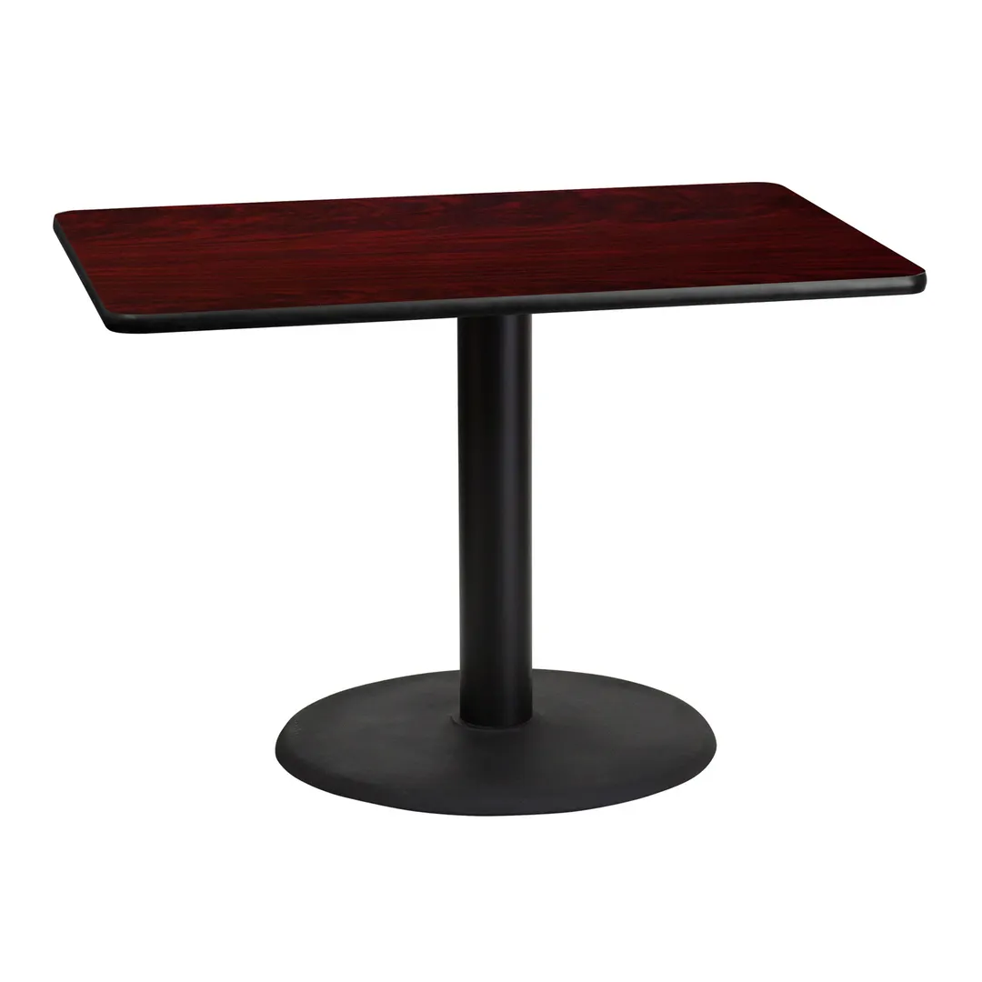 Flash Furniture XU-MAHTB-3042-TR24-GG 42" Rectangular Dining Table, Mahogany Laminate, 30"H, Pedestal Base